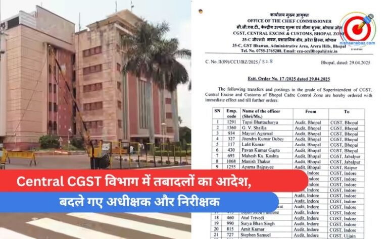 Central CGST विभाग में तबादलों का आदेश, बदले गए अधीक्षक और निरीक्षक
