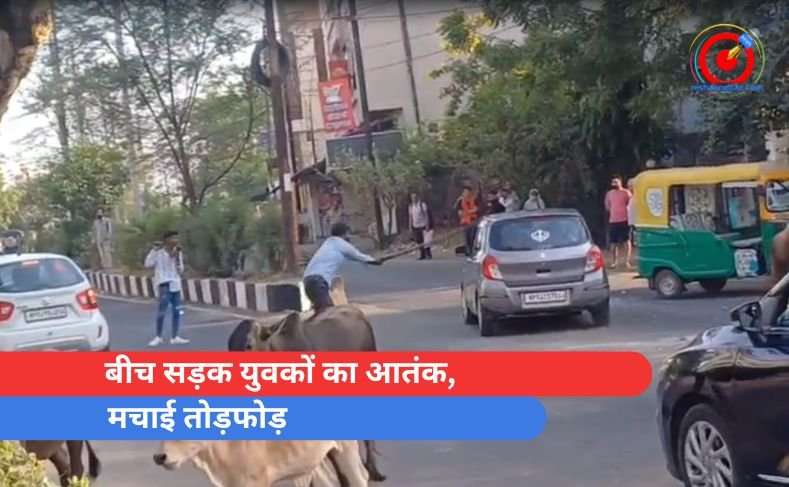 बीच सड़क युवकों का आतंक, मचाई तोड़फोड़