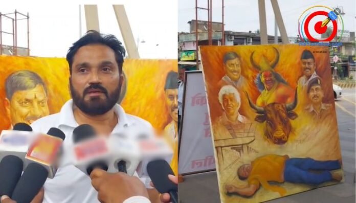 चित्रकार ने सड़क पर उतारी यातायात की तस्वीर (1)