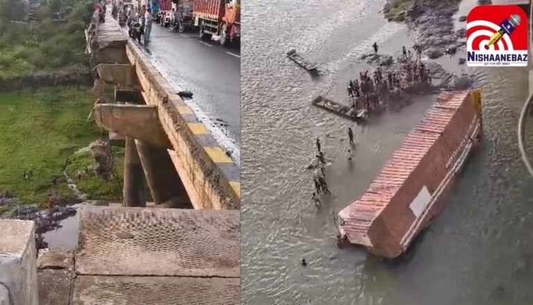 MP News : तेज आंधी में मौत की छलांग, नर्मदा में समा गया कंटेनर….देखें वीडियो