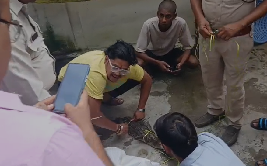 Jabalpur News :कर्मचारी क्वार्टर में घुसा 4 फीट का मगरमच्छ, अकेली महिला ने दरवाजा बंद कर बचाई जान, रेस्क्यू टीम ने किया सुरक्षित रिहाई