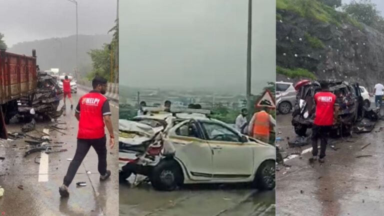 BIG BREAKING NEWS : पुणे-मुंबई एक्सप्रेसवे पर भीषण हादसा, ब्रेक फेल कंटेनर ने 16 गाड़ियां रौंदी, 1 की मौत
