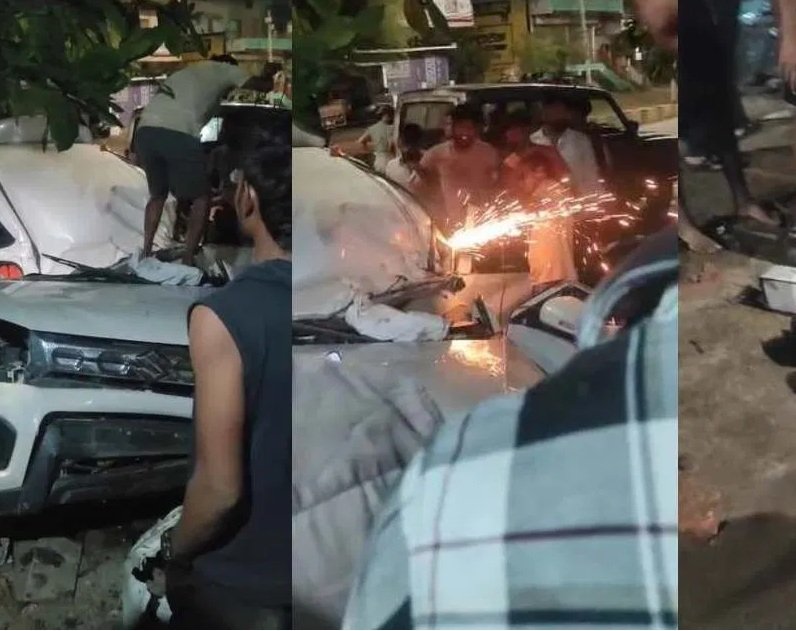 CG ACCIDENT : मवेशियों से बचने कार पेड़ से टकराई: ड्राइवर की मौत, युवती समेत 3 की हालत नाजुक