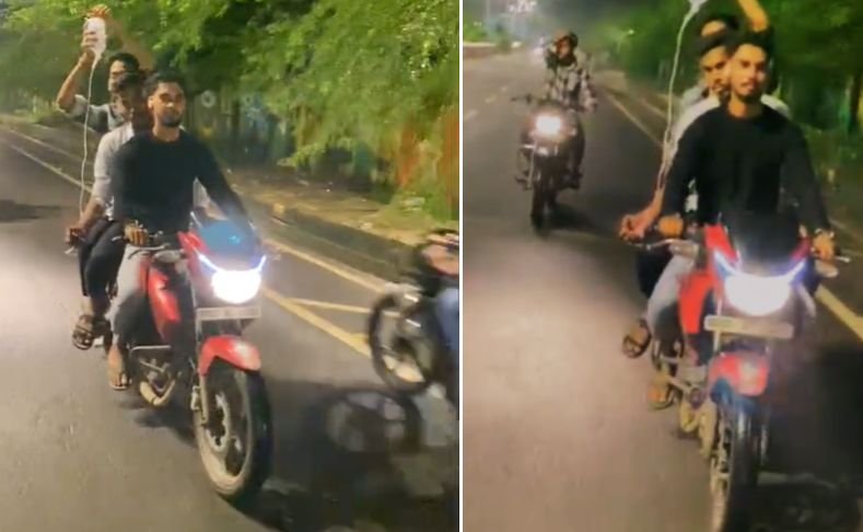 Gwalior Viral Video : ये दोस्ती हम नहीं तोड़ेंगे : अस्पताल में भर्ती दोस्त को बाइक पर घुमाया, ड्रिप लगाकर घूमाने का वीडियो वायरल….