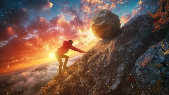 mountain-effort-sunset-stockcake