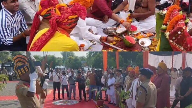 MP news : रीवा पुलिस लाइन में शस्त्र पूजा, डिप्टी CM शुक्ल ने दी विजयदशमी की बधाई