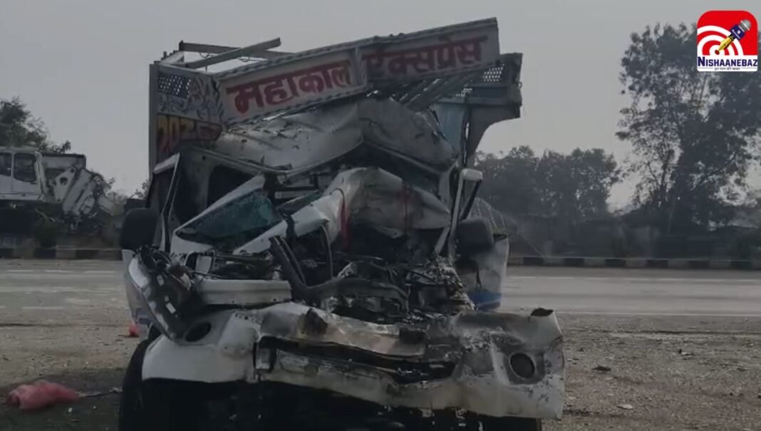M.P Accident : मऊगंज में NH-135 पर पिकअप ने ट्रक को मारी ठोकर, कोहरे में हुआ हादसा