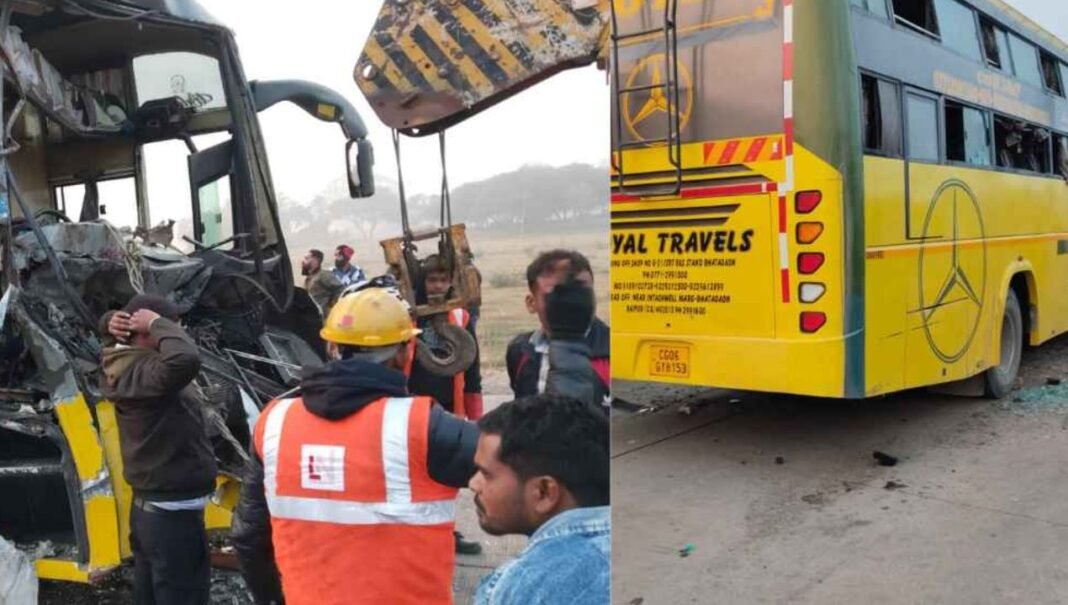 C.G Accident : बिलासपुर में भयंकर हादसा! रायपुर आ रही बस खड़े ट्रेलर से टकराई , 16 यात्री घायल