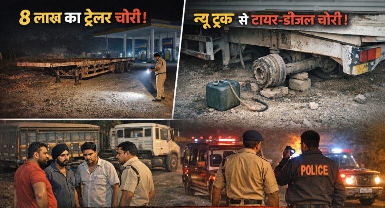 Gharghoda Vehicle Theft : घरघोड़ा में वाहन चोर गिरोह सक्रिय; 8 लाख का ट्रेलर चोरी, दूसरे मामले में न्यू ट्रक से टायर-डीजल पार और चालक लापता