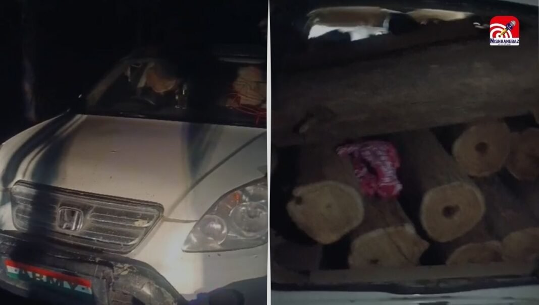 निवाड़ी : ओरछा अभ्यारण्य में सागौन तस्करी का भंडाफोड़, ARMY लिखी कार से लकड़ी जब्त