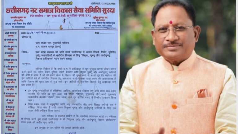 C.G News : छत्तीसगढ़ में विमुक्त-घुमंतु जनजातियों के विकास के लिए प्राधिकरण गठन की मांग, नट समाज ने CM साय को लिखा पत्र