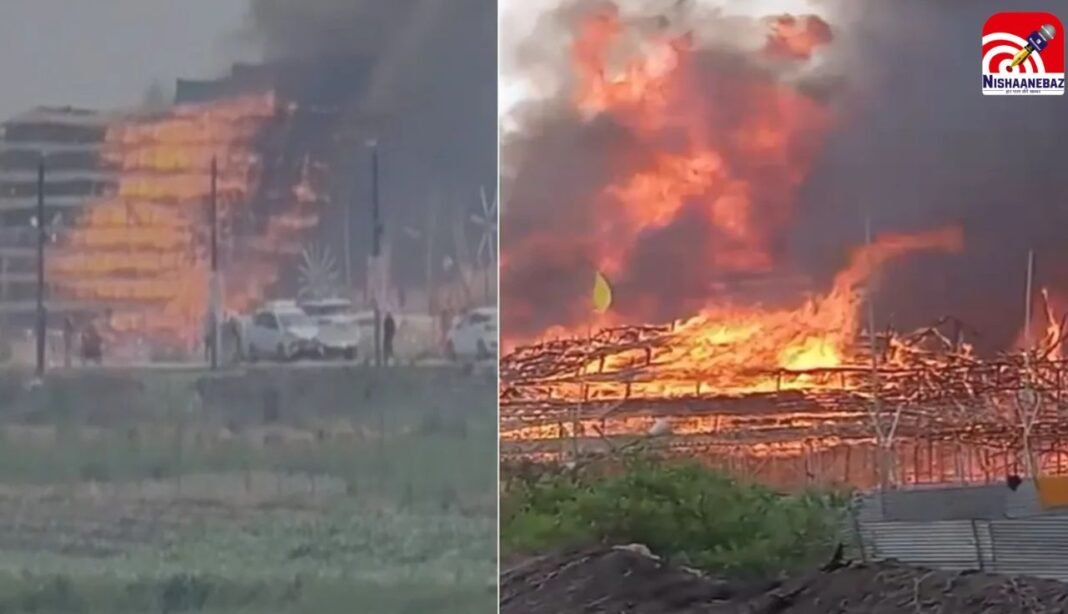 अयोध्या : सरयू तट पर मची अफरा-तफरी! लक्ष्मी नारायण महायज्ञ के पंडाल में लगी भयंकर आग, मौके पर 4 दमकल गाड़ियां