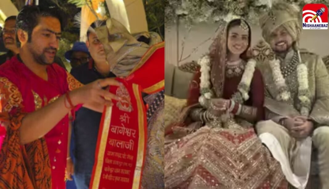 मसूरी में कुलदीप यादव ने रचाई शादी, बागेश्वर धाम के पीठाधीश्वर धीरेंद्र शास्त्री ने दिया आशीर्वाद