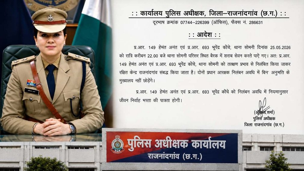 Rajnandgaon News: थाने की बैरक में शराब पार्टी, दो प्रधान आरक्षक सस्पेंड, SP अंकिता शर्मा ने की कार्रवाई