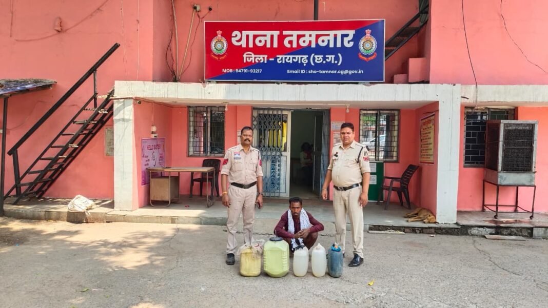 CG CRIME: रायगढ़ पुलिस का ‘ऑपरेशन आघात’: अवैध महुआ शराब कारोबार पर बड़ा प्रहार, 98 लीटर शराब जब्त, चार आरोपी गिरफ्तार