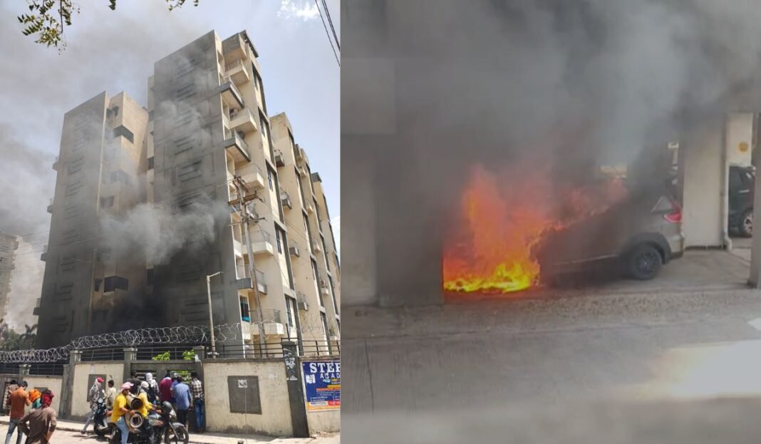 Bhopal Rachna Tower Fire: भोपाल के रचना टॉवर में भीषण आग, पार्किंग में खड़ी कार-बाइक जलकर खाक; इलाके में मचा हड़कंप