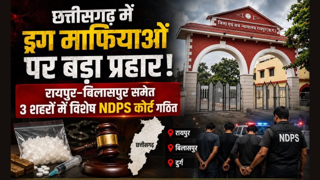 Chhattisgarh NDPS Court: छत्तीसगढ़ में ड्रग माफियाओं पर बड़ा प्रहार, रायपुर-बिलासपुर समेत 3 शहरों में विशेष NDPS कोर्ट गठित