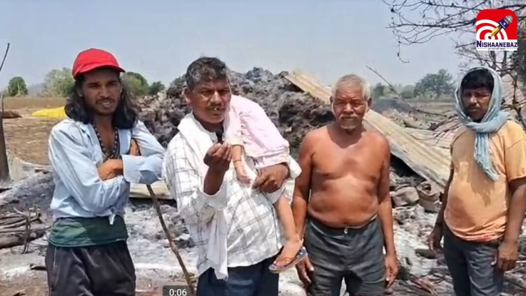 M.P News : बुरहानपुर में आकाशीय बिजली से किसान का घर तबाह, सब कुछ जलकर राख