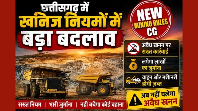 Mining Rules CG: छत्तीसगढ़ में अवैध खनन पर कड़ा प्रहार: बिना अनुमति गाड़ी या मशीन चलाई तो लगेगा भारी जुर्माना, सरकार ने बदले नियम