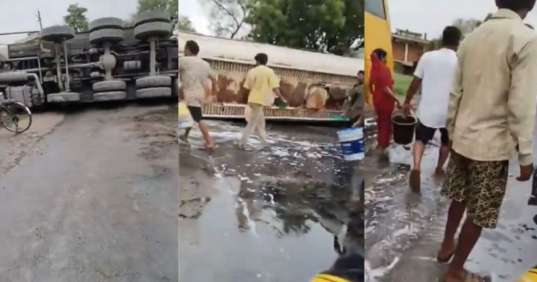 Singrauli News: सिंगरौली में डीजल से भरा टैंकर पलटा, रिसाव होते ही बाल्टी-डिब्बे लेकर दौड़े ग्रामीण; पुलिस रोकती रही, सड़क पर लगा लंबा जाम