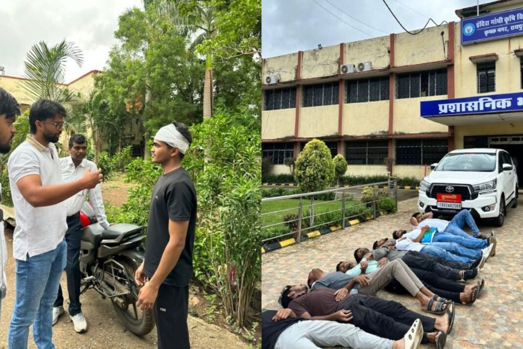IGKV Hostel Accident: रायपुर में बवाल: कृषि विश्वविद्यालय के हॉस्टल की छत गिरने से छात्र लहूलुहान; कुलपति की गाड़ी के आगे लेटे NSUI कार्यकर्ता, भारी प्रदर्शन IGKV Hostel Accident: रायपुर में बवाल: कृषि विश्वविद्यालय के हॉस्टल की छत गिरने से छात्र लहूलुहान; कुलपति की गाड़ी के आगे लेटे NSUI कार्यकर्ता, भारी प्रदर्शन