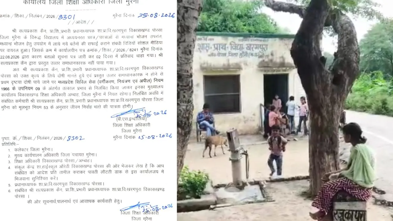MP News: मुरैना में शिक्षा विभाग की बड़ी कार्रवाई, दो शिक्षक-कर्मचारी निलंबित; अलग-अलग शिकायतों पर गिरी गाज