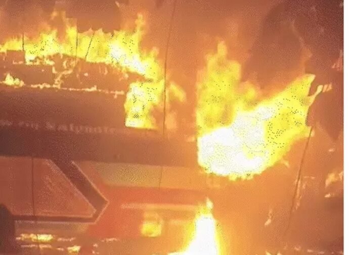 Noida Sleeper Bus Fire Noida Sleeper Bus Fire