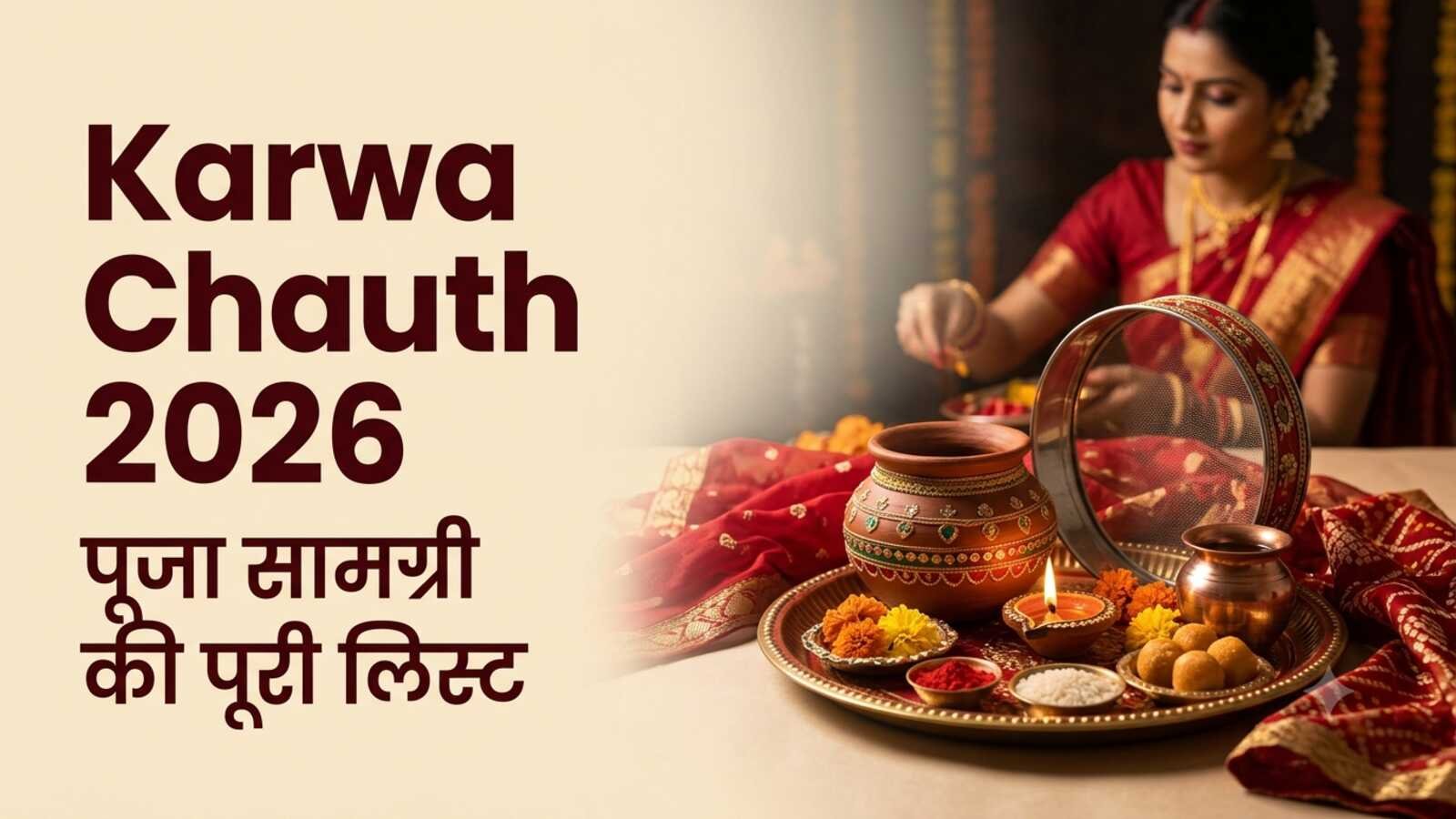 Karwa Chauth 2026: व्रत से पहले जुटा लें पूजा का सारा सामान, सरगी, सोलह श्रृंगार और चंद्रमा को अर्घ्य देने की पूरी लिस्ट यहां देखें