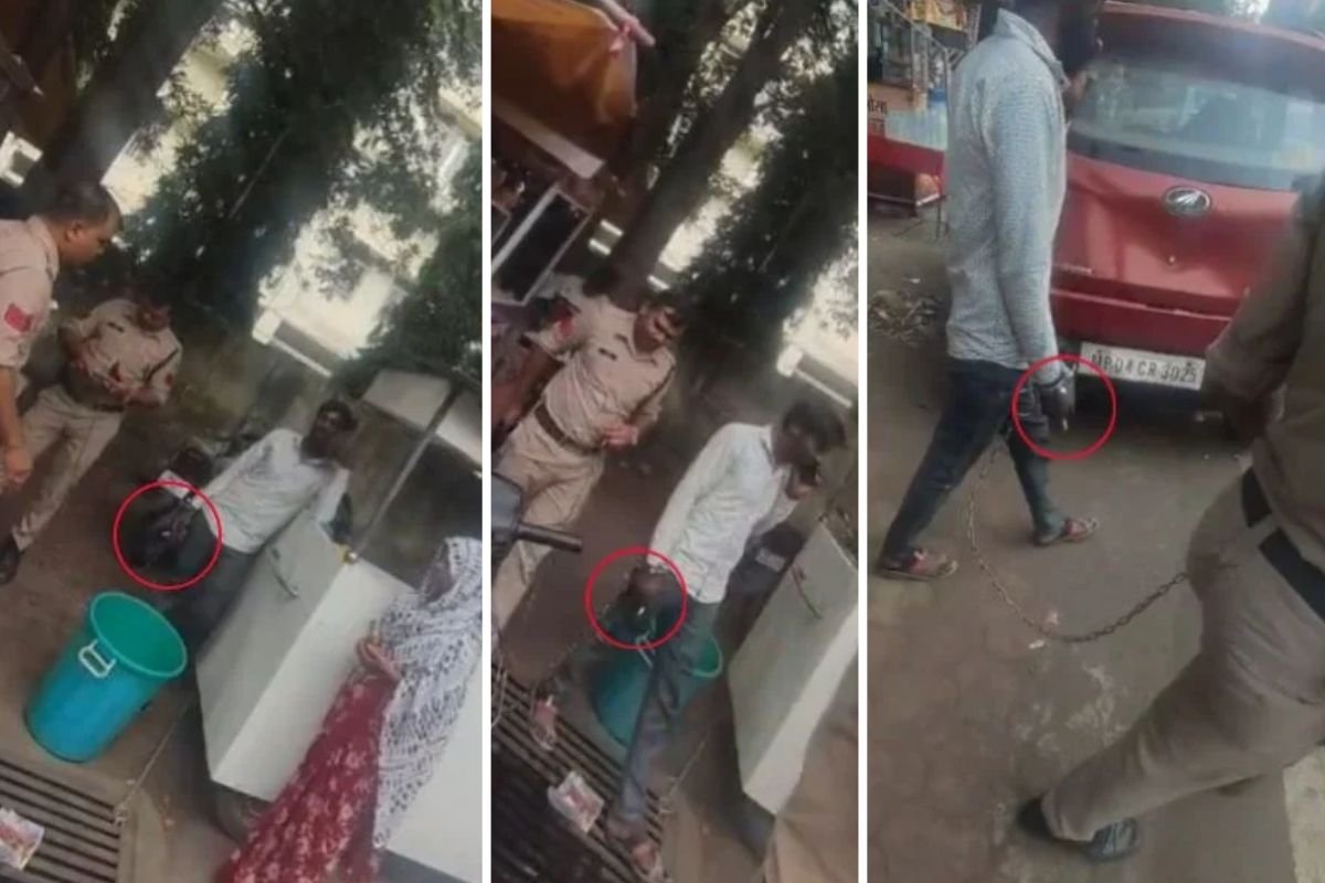Bhopal Police VIP Treatment Controversy: हथकड़ी लगे आरोपी को पुलिस की ‘खातिरदारी’, कोर्ट परिसर के बाहर सिगरेट के कश और मोबाइल पर गपशप